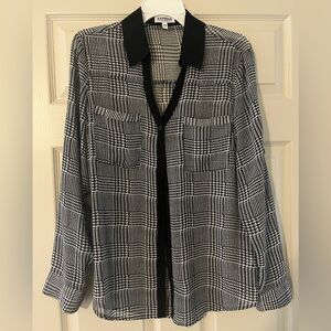 Express Portofjno Black and White Checkered Blouse